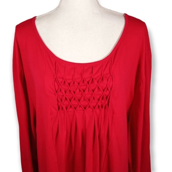 JUST MY SIZE RED LONG SLEEVE TOP SZ.4X EUC - Picture 2 of 6